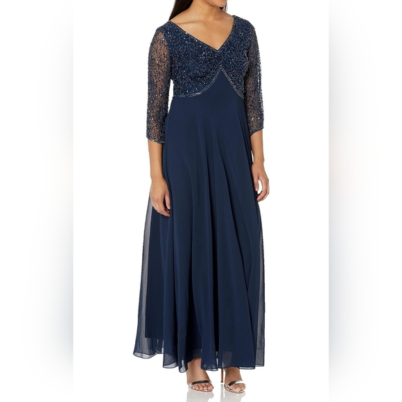 J KARA formal dress size 6 navy/mercury - Picture 1 of 8